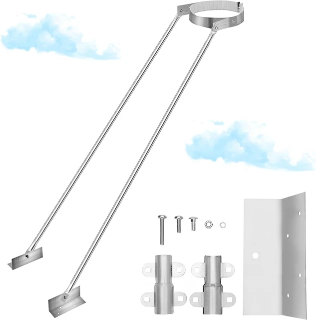 Extended Roof Bracket Supports Chimney Stove Pipe for Duravent Triple Wall 6" I.