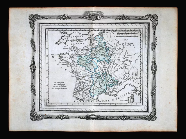 1766 Zannoni Map France Royal Domain Philippe de Valois Dauphine Champagne  FR