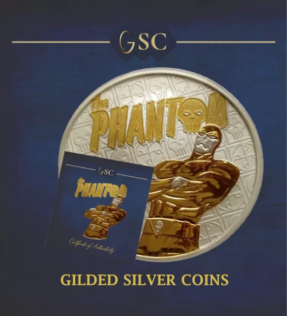 2022 Silver The Phantom DC Tuvalu 1oz .999 Ag Gilded Coin Edition