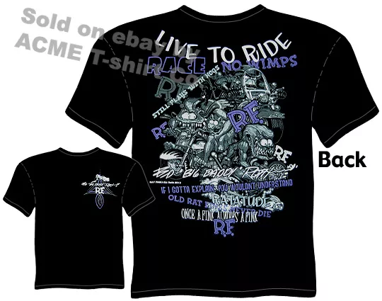Rat Fink Shirt Live To Ride Collage Ed Big Daddy Roth T Shirts Sz M L XL 2XL 3XL