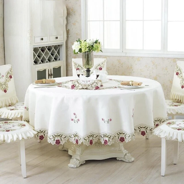 Stilvolle Tischdecke mit ländlicher Stickerei perfekt für Wohn- und Hoteldekor