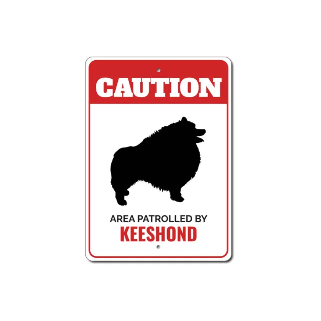 Patrolled By Keeshond Caution Metal Sign Dog Kennel Pet Breed Canine K9 Paw