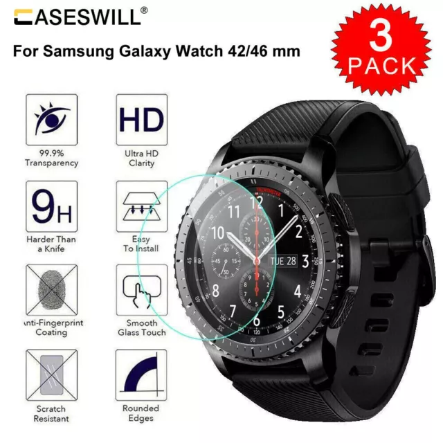 Pour-Samsung Galaxy Watch 42/46 mm-protecteur d'écran en verre trempé HD...