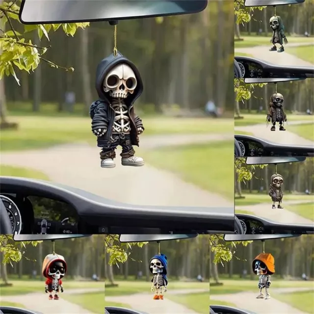 Mini Coole Skelett-Figuren, Halloween-Skelett-, Kunstharz-Ornament für Auto 2023