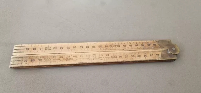 VINTAGE RABONE CHESTERMAN No 1151 1 METRE BOXWOOD & BRASS FOLDING RULE