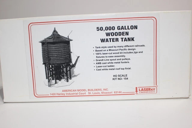 HO Laserkit #154 50,000 Gal Wooden Water Tank New Parts in Factory Sealed Bag 3