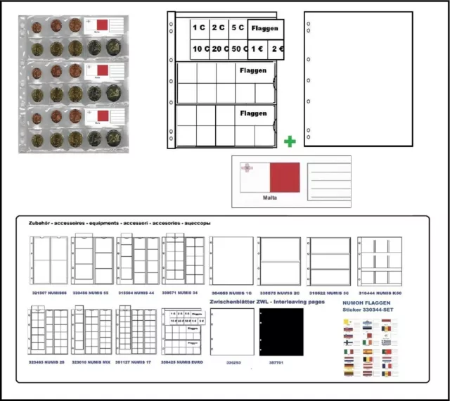 5 Leuchtturm 338425 feuilles pièces Jeux-de-pièces-en-Euros + Zwl + Drapeaux Des