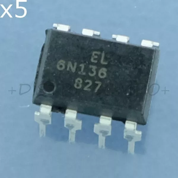 6N136 Photocoupler Transistor 1Mbit/s DIP-8 Everlight RoHS (lot de 5)