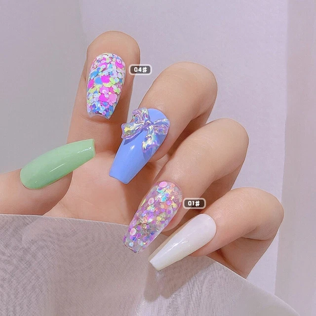 1 Jar Shinny Nail Gradient Sequins Colorful Laser Nail Sequins Glitter FlakRI