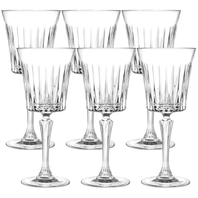 Set 6 Pz. Calici Bicchieri Flute Grandi Vetro Tavola Drink Timeless 3 Dof 230 ml