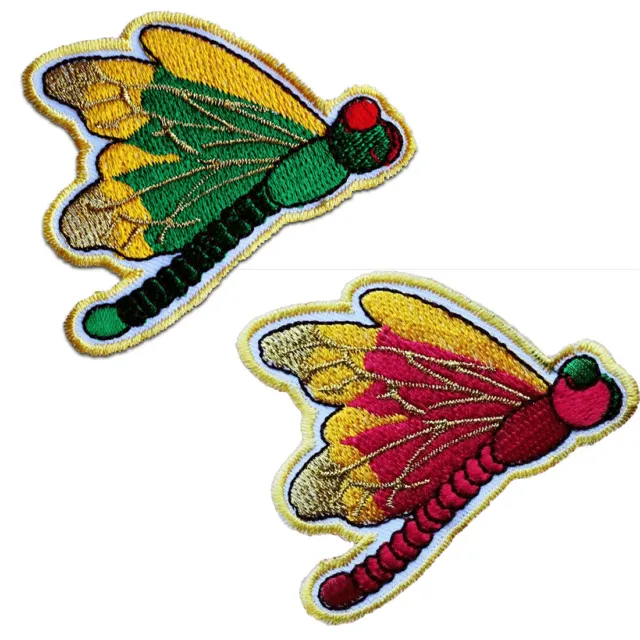Ecusson - libellule animal - plusieurs couleurs sélectionnables - 7,5 x 5,6 cm