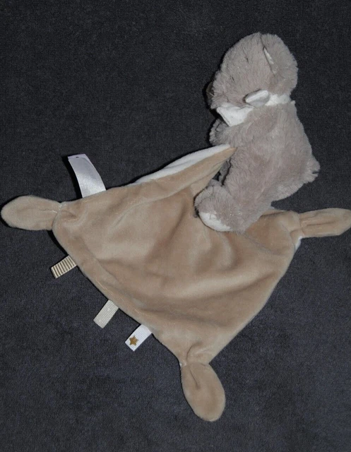 Doudou Ours Beige Mouchoir Blanc Etoile POMMETTE Echarpe Pois Peluche Etat NEUF 3