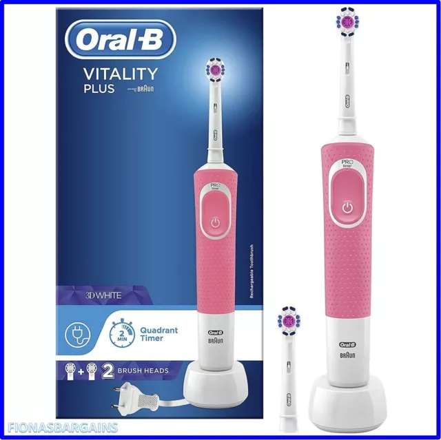 Oral-B Vitality Plus 3D weiß sauber elektrische Zahnbürste + extra Kopf rosa