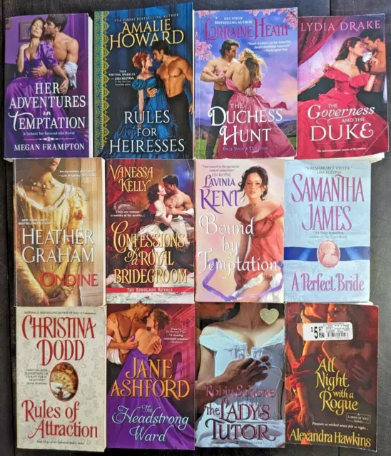 Historical Romance Book Lot Of 12 Paperback Novels Books Free Shipping!