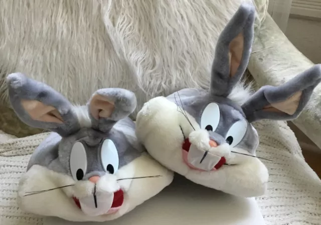 VTG 1993 Warner Bros. Bugs Bunny Slippers Size Adult L-9/10