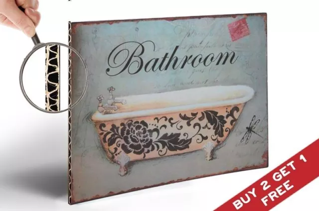 BATHROOM Bath Tube Vintage SIGN POSTER  30x21cm A4 Retro Old Style Wall Decor