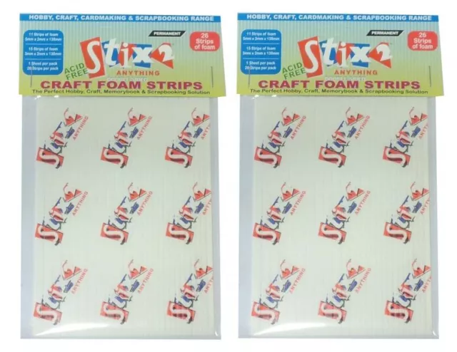 52 (2pks x 26) DOUBLE SIDED FOAM GLUE STRIPS 5mm & 3mm ACID FREE 3D CRAFT S57318