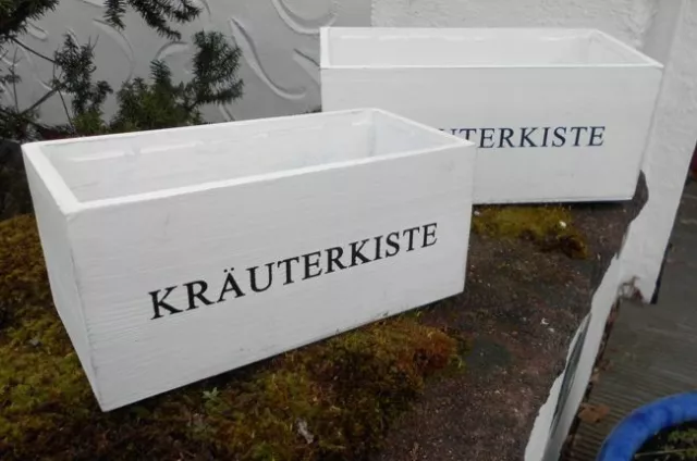 Kräuterkiste 2er Set Blumentöpfe Pflanzkisten Holz weiss 27 + 22 cm