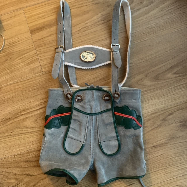 Pantaloni in pelle tradizionali vintage austriaci tedeschi Octoberfest pantaloncini vita 21 Pantaloni in pelle tradizionali vintage austriaci tedeschi Octoberfest pantaloncini vita 21