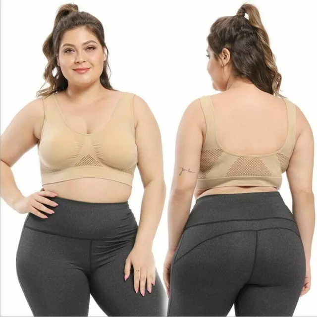 Damen Push up Sport BH Bra Unterwäsche Slim Fitness Yoga Bustier Tops ÜbergrößeK