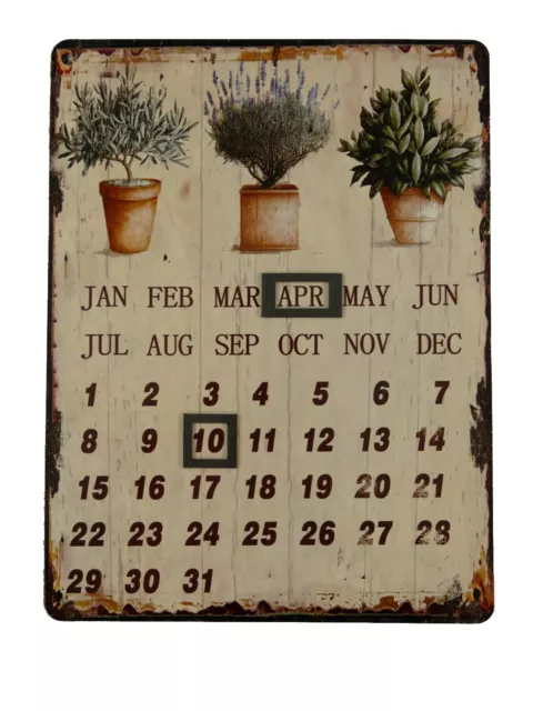 Magnetkalender mit Lavendel, Blechschild Gartenkalender, Kalender, Dauerkalender