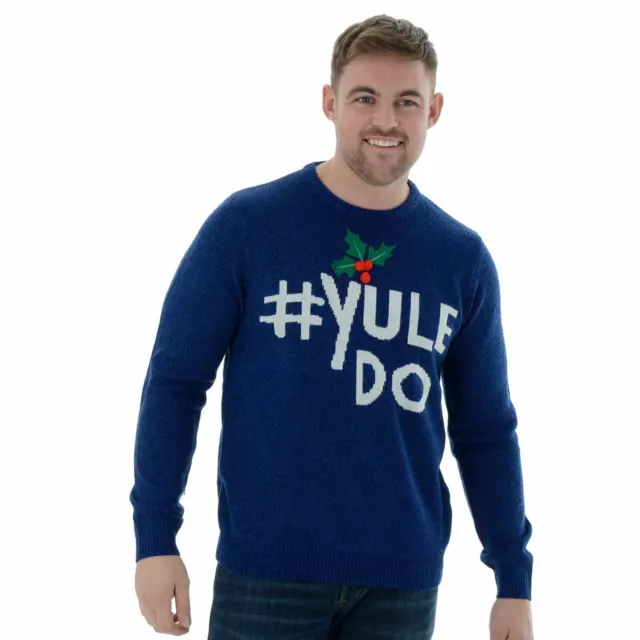Mens Christmas Novelty Jumper Funny Knitted Blue Xmas Sweater #Yule Do