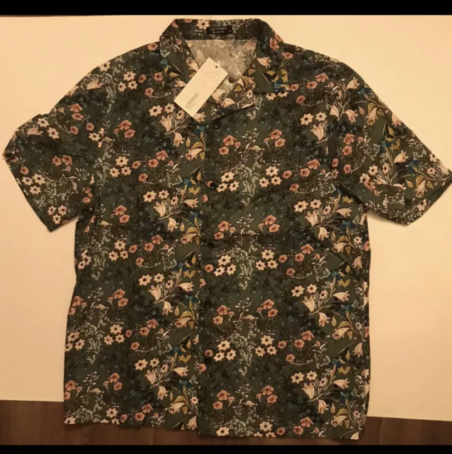 COOFANDY Mens Floral Shirt Slim Fit Casual Paisley, Green Size Medium