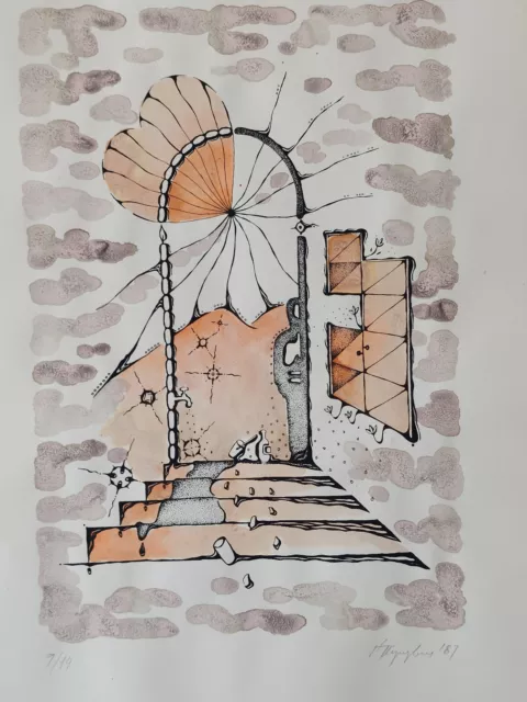Vintage  abstract  Yugoslavia Serigraph Silkscreen from 1987  7/14 signed