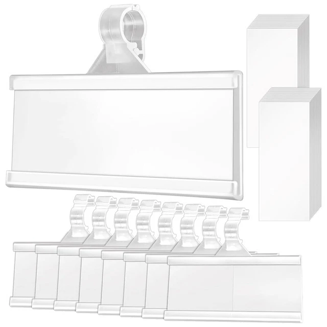100 Clips Porte-étiquettes Pour Étagères - PVC Transparent, 8x4x2 Cm - Gestion Magasin, Supermarché - 11