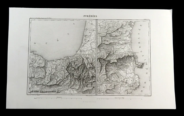 PYRENEES MAP SPAIN French Military Napoleonic Wars Antique Engraving ...
