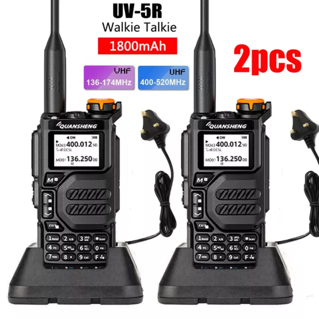 2x High-Power UV-5R II Dual-band Walkie Talkie UHF VHF Two Way Radio Interphone