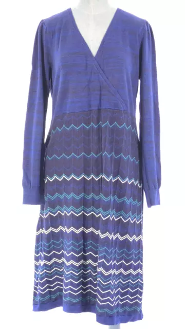 Vestido de Maternidad Seraphine Tejido Zig Zag Azul Algodón Mezcla A Line Reino Unido 14