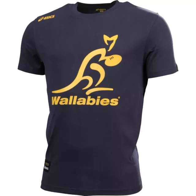 Rugby Wallabies NAVY Logo Mens Supporter Tee T Shirt Slim Fit, Sizes L - 3XL