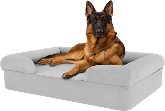 Omlet Memory Foam Bolster Dog Bed | Easy to Clean, Large, Stone Grey
