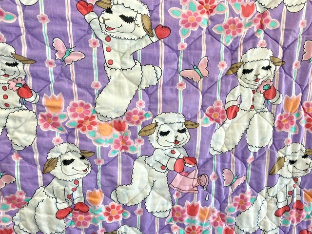 Vintage Lampchops Toddler Children Bed Quilt Blanket 54 X 42 RARE