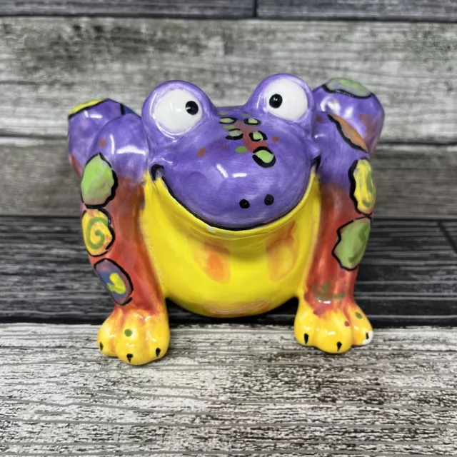 Dottie Dracos by Ganz Whimsical Ceramic Hand Painted Frog Bank Colorful