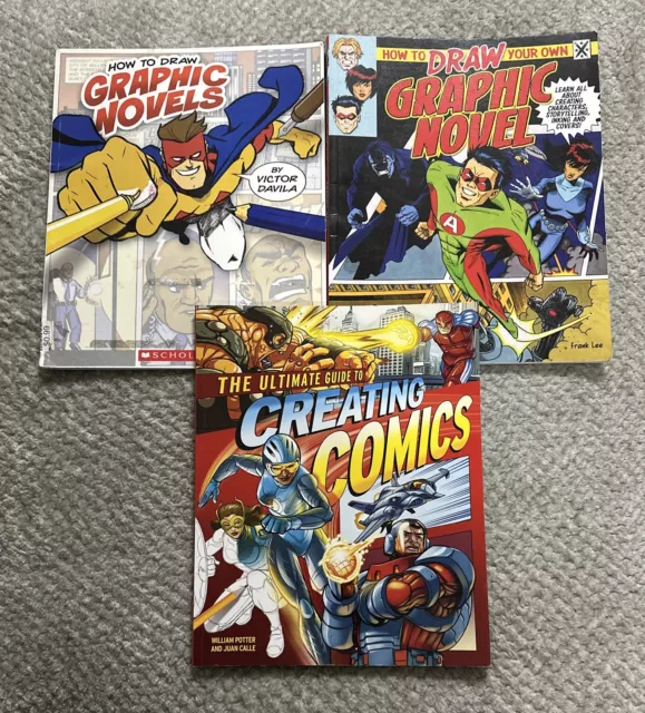 The Ultimate Guide to Creating Comics & How To Draw Graphic Novels Lot 3 Books