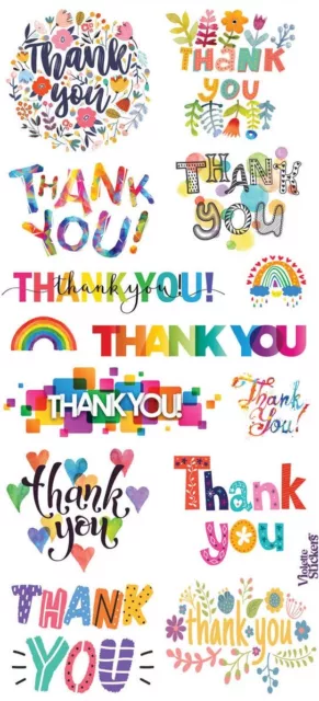 Colorful Rainbow Thank You  Stickers Scrapbook Party Craft Planner Supply