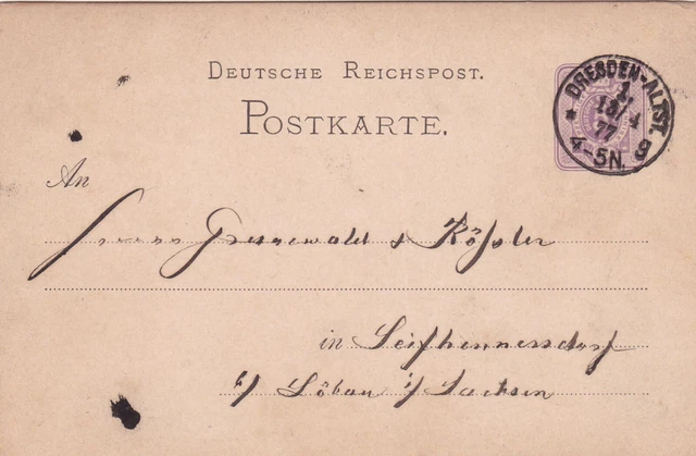 PK Dt.Reichspost , 1877 , Dresden
