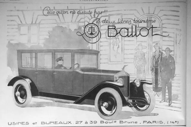 1925 Press Advertisement Ballot La 2 Litre Tourism Car