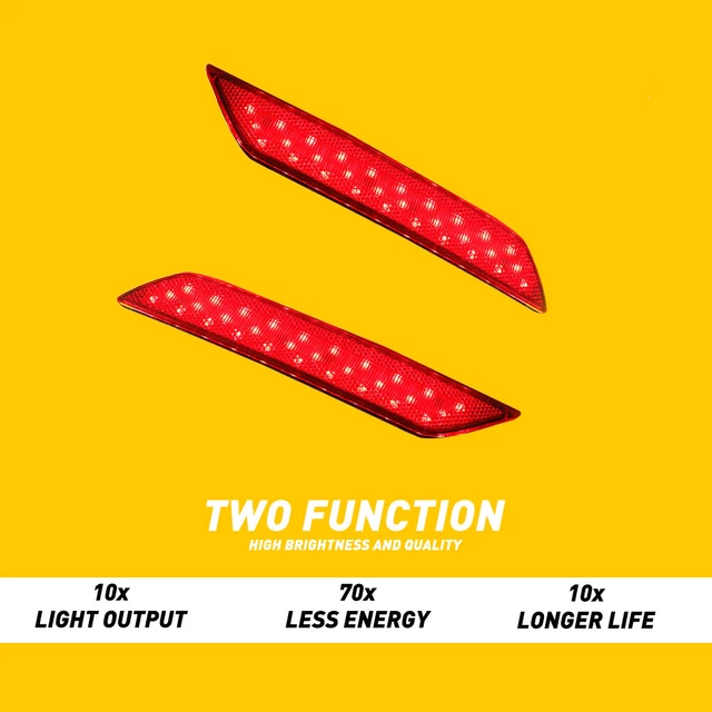 2x Red Right Left Rear LED Bumper Light Reflector For 13-15 Honda Civic Sedan
