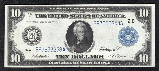 Fr. 910 1914 $10 Frn Federal Reserve Note New York, Ny About Uncirculated