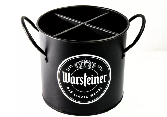 Warsteiner Bier, Voll Metall Besteckhalter, Besteckkasten, Mattschwarz Lackiert