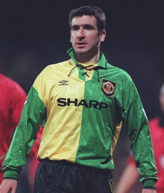 MAILLOT MANCHESTER UNITED 1992 1994 Jersey Jaune Vert Eric CANTONA