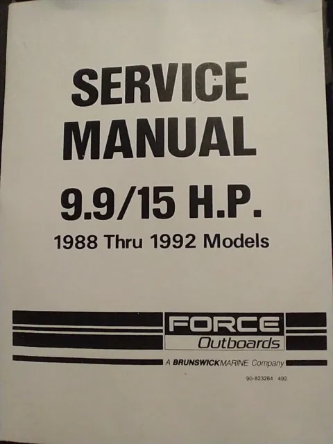 1988-1992 9.9/15 HP Force Outboards Service Shop Repair Manual OEM Gamefisher CD