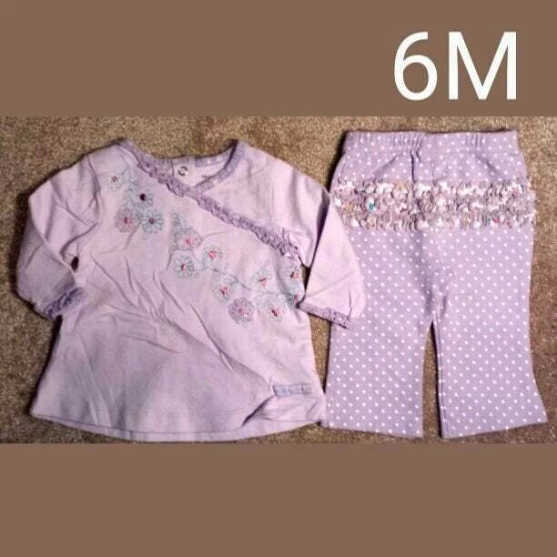 Baby Girl's Size 6m 3-6 Months Two Piece Purple Carter's Floral Top, Pants