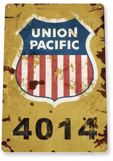 Union Pacific Tin Sign Railroad History 4014 Big Boy Built 1941 Locomotive Up