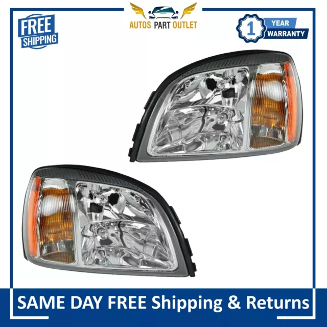 New Headlights Headlamps Left & Right Set Fits For 2000-2002 Cadillac Deville