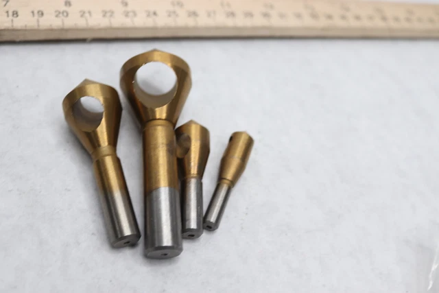 (4-Pk) Bonsicoky Countersink Chamfer Deburring Tool HSS Gold