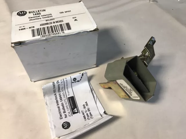 NEW Allen Bradley Electrical Interlock Auxiliary Contact 1495-N78 Series A